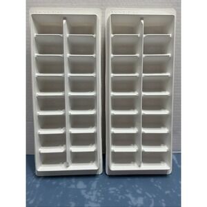 Frigidaire 16 Cube White Plastic Ice Cube Tray Large Stackable Lot Of 2